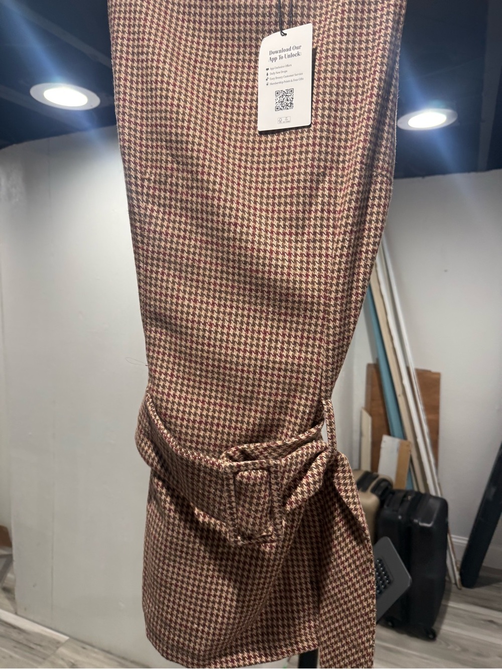 Cider Mini Dress in Brown and Cream Houndstooth - Picture 2 of 2
